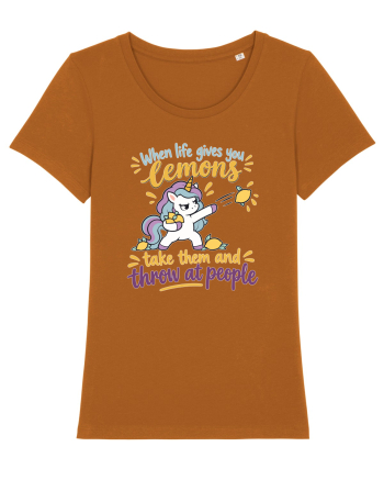 Funny Unicorn When Life Gives You Lemons Sarcastic Humor Roasted Orange