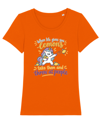 Funny Unicorn When Life Gives You Lemons Sarcastic Humor Bright Orange