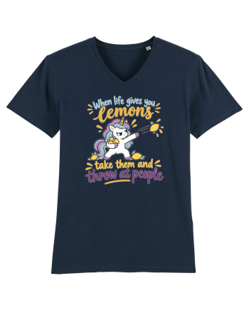 Funny Unicorn When Life Gives You Lemons Sarcastic Humor French Navy