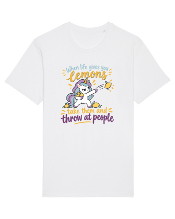 Funny Unicorn When Life Gives You Lemons Sarcastic Humor White