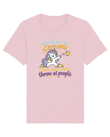 Funny Unicorn When Life Gives You Lemons Sarcastic Humor Cotton Pink
