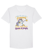 Funny Unicorn When Life Gives You Lemons Sarcastic Humor Tricou mânecă scurtă guler larg Bărbat Skater