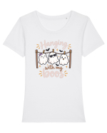 Hanging With My Boo Funny Ghost Halloween Ghosts Clothesline Tricou mânecă scurtă guler larg fitted Damă Expresser