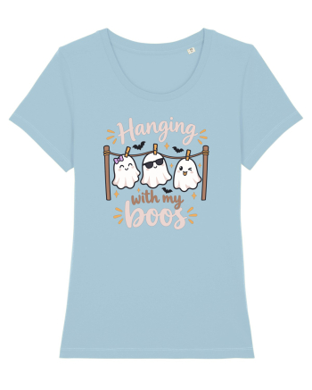 Hanging With My Boo Funny Ghost Halloween Ghosts Clothesline Sky Blue