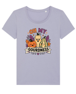 Halloween Pumpkin Fall Harvest Gourd Autumn Funny Seasonal Tricou mânecă scurtă guler larg fitted Damă Expresser