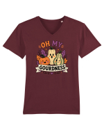 Halloween Pumpkin Fall Harvest Gourd Autumn Funny Seasonal Tricou mânecă scurtă guler V Bărbat Presenter