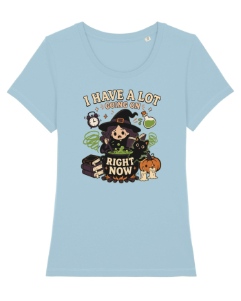 Funny Introvert Halloween Witch in a Overwhelmed Busy Night Sky Blue