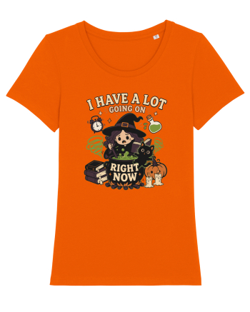 Funny Introvert Halloween Witch in a Overwhelmed Busy Night Bright Orange