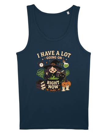 Funny Introvert Halloween Witch in a Overwhelmed Busy Night Navy