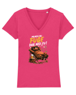 Munca nu fuge...dar nici eu! Tricou mânecă scurtă guler V Damă Evoker
