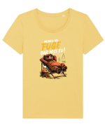 Munca nu fuge...dar nici eu! Tricou mânecă scurtă guler larg fitted Damă Expresser