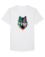 Abstract lup Tricou mânecă scurtă guler larg Bărbat Skater