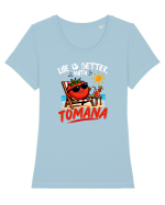 Tomana  Tricou mânecă scurtă guler larg fitted Damă Expresser
