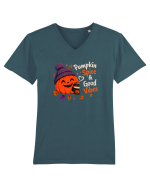 Pumpkin spice& good vibes Tricou mânecă scurtă guler V Bărbat Presenter
