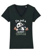 Funny Panda Toddler Humor Cute Pandas Lover Animals Pun Tricou mânecă scurtă guler V Damă Evoker