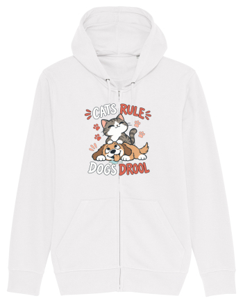 Funny Feline Cartoon Cat vs Dog Humor Cute Pet Animals White
