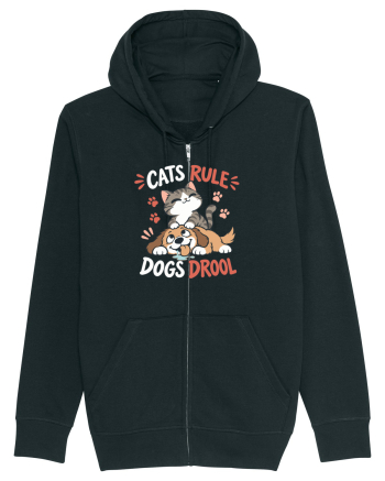 Funny Feline Cartoon Cat vs Dog Humor Cute Pet Animals Black