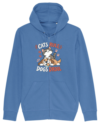 Funny Feline Cartoon Cat vs Dog Humor Cute Pet Animals Bright Blue
