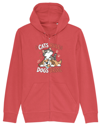 Funny Feline Cartoon Cat vs Dog Humor Cute Pet Animals Carmine Red