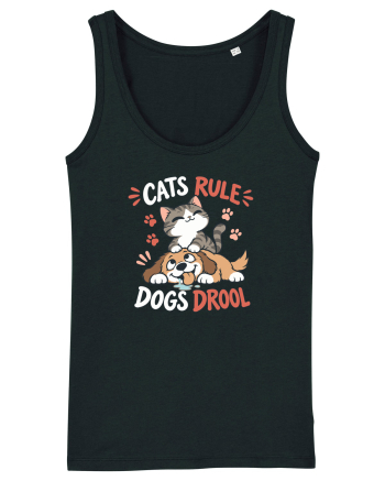 Funny Feline Cartoon Cat vs Dog Humor Cute Pet Animals Black