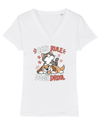 Funny Feline Cartoon Cat vs Dog Humor Cute Pet Animals White