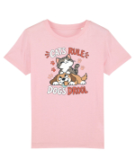 Funny Feline Cartoon Cat vs Dog Humor Cute Pet Animals Tricou mânecă scurtă  Copii Mini Creator