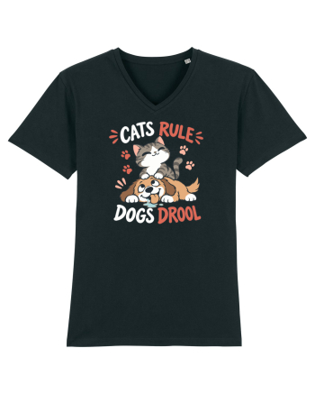 Funny Feline Cartoon Cat vs Dog Humor Cute Pet Animals Black