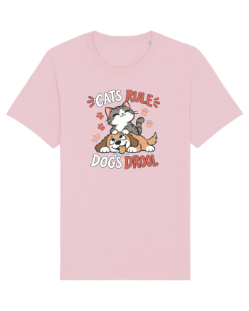 Funny Feline Cartoon Cat vs Dog Humor Cute Pet Animals Cotton Pink