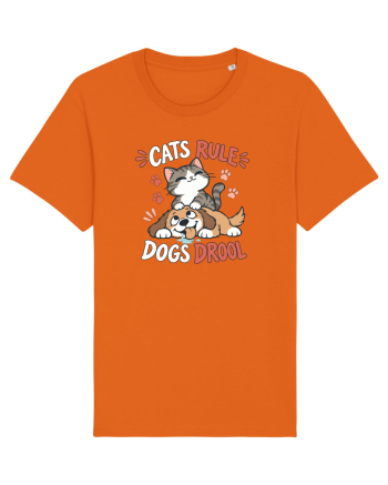 Funny Feline Cartoon Cat vs Dog Humor Cute Pet Animals Bright Orange