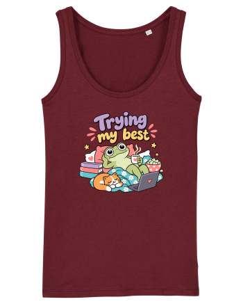 Funny Frog Procrastination Humor Relaxing Frogs Lover Lazy Burgundy