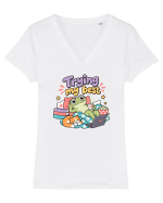Funny Frog Procrastination Humor Relaxing Frogs Lover Lazy Tricou mânecă scurtă guler V Damă Evoker