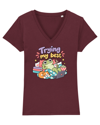 Funny Frog Procrastination Humor Relaxing Frogs Lover Lazy Burgundy