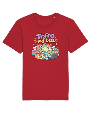 Funny Frog Procrastination Humor Relaxing Frogs Lover Lazy Red