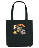 Funny Halloween Frog Witch Broomstick Pumpkin Bat Cute Broom Sacoșă textilă