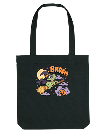 Funny Halloween Frog Witch Broomstick Pumpkin Bat Cute Broom Sacoșă textilă