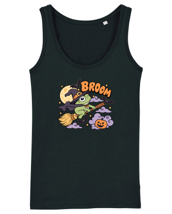 Funny Halloween Frog Witch Broomstick Pumpkin Bat Cute Broom Maiou Damă Dreamer