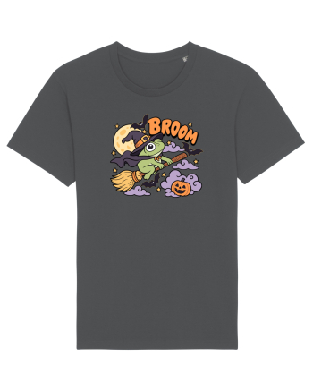 Funny Halloween Frog Witch Broomstick Pumpkin Bat Cute Broom Tricou mânecă scurtă Unisex Rocker
