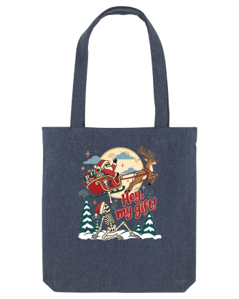 Funny Christmas Skeleton Santa Sleigh Reindeer Present Snatch Midnight Blue
