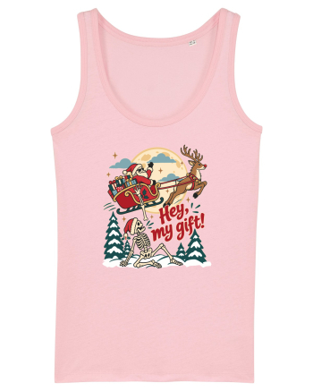 Funny Christmas Skeleton Santa Sleigh Reindeer Present Snatch Cotton Pink