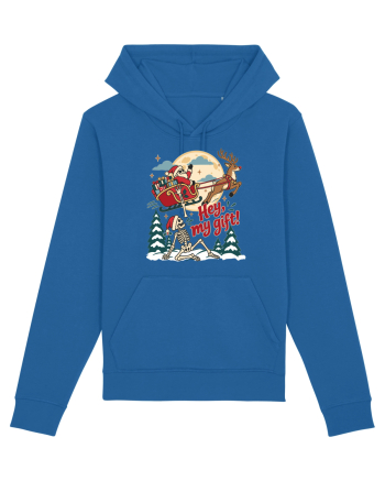 Funny Christmas Skeleton Santa Sleigh Reindeer Present Snatch Royal Blue