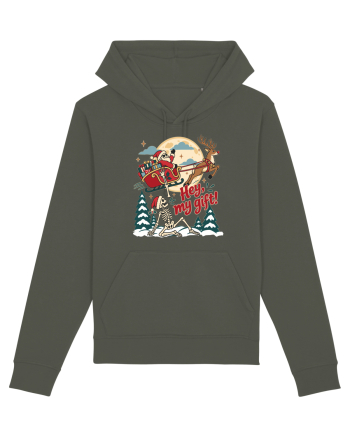 Funny Christmas Skeleton Santa Sleigh Reindeer Present Snatch Khaki