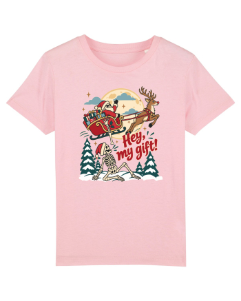 Funny Christmas Skeleton Santa Sleigh Reindeer Present Snatch Cotton Pink