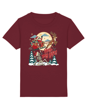Funny Christmas Skeleton Santa Sleigh Reindeer Present Snatch Burgundy