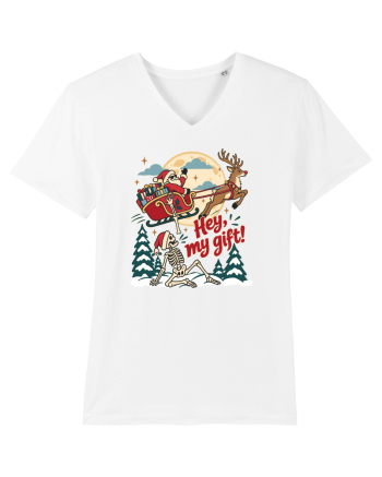Funny Christmas Skeleton Santa Sleigh Reindeer Present Snatch White