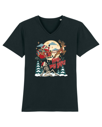 Funny Christmas Skeleton Santa Sleigh Reindeer Present Snatch Black