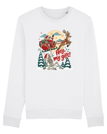 Funny Christmas Skeleton Santa Sleigh Reindeer Present Snatch White