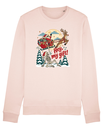 Funny Christmas Skeleton Santa Sleigh Reindeer Present Snatch Candy Pink
