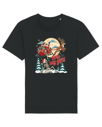 Funny Christmas Skeleton Santa Sleigh Reindeer Present Snatch Black