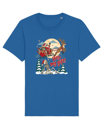 Funny Christmas Skeleton Santa Sleigh Reindeer Present Snatch Royal Blue
