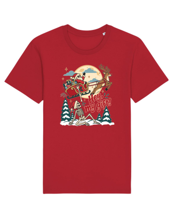 Funny Christmas Skeleton Santa Sleigh Reindeer Present Snatch Red